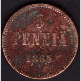 FINLAND 5 Pennia 1865