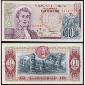 COLOMBIA 10 Pesos Oro...