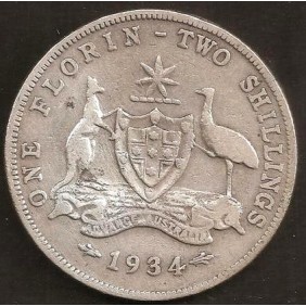 AUSTRALIA 1 Florin 1934 AG