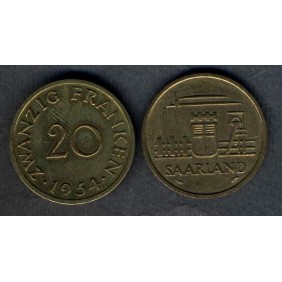 SAARLAND 20 Franken 1954