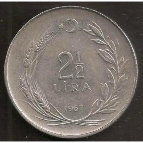 TURKEY 2 1/2 Lira 1967