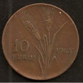 TURKEY 10 Kurus 1963