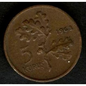 TURKEY 5 Kurus 1963