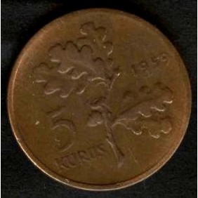 TURKEY 5 Kurus 1959
