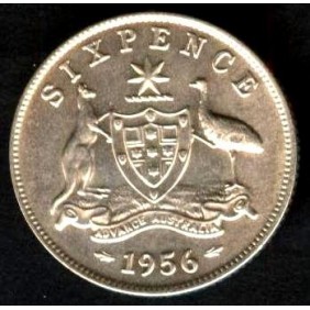 AUSTRALIA 6 Pence 1956 AG