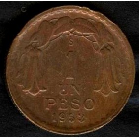 CHILE 1 Peso 1953 Short 5