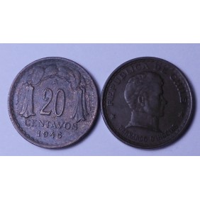 CHILE 20 Centavos 1946