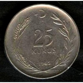 TURKEY 25 Kurus 1965
