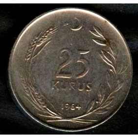 TURKEY 25 Kurus 1964