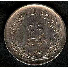 TURKEY 25 Kurus 1961