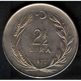 TURKEY 2 1/2 Lira 1970
