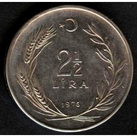 TURKEY 2 1/2 Lira 1976