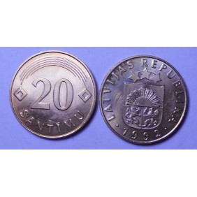 LATVIA 20 Santimu 1992