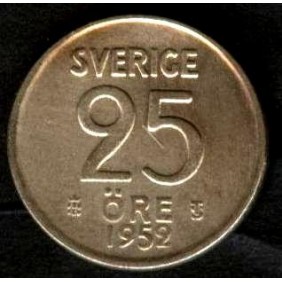 SWEDEN 25 Ore 1952 AG
