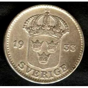 SWEDEN 25 Ore 1933 AG