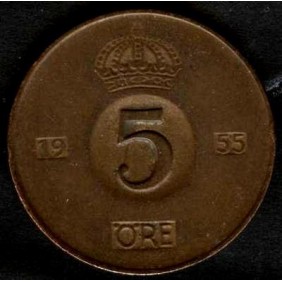 SWEDEN 5 Ore 1955