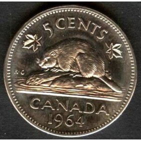 CANADA 5 Cents 1964
