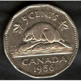 CANADA 5 Cents 1956
