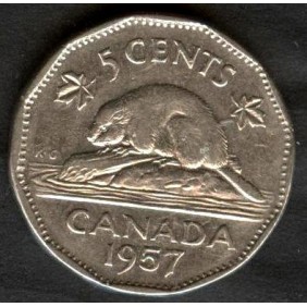 CANADA 5 Cents 1957