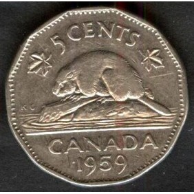 CANADA 5 Cents 1959