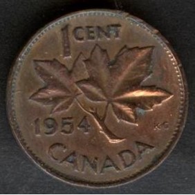 CANADA 1 Cent 1954