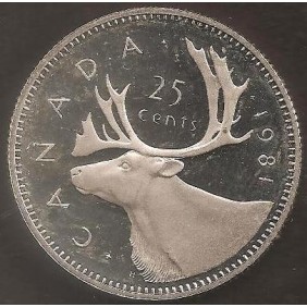 CANADA 25 Cents 1981