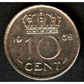 NETHERLANDS 10 Cents 1968