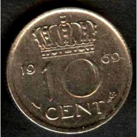 NETHERLANDS 10 Cents 1969 Fish