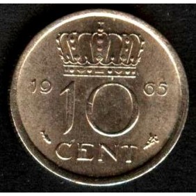 NETHERLANDS 10 Cents 1965