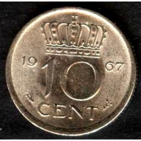 NETHERLANDS 10 Cents 1967