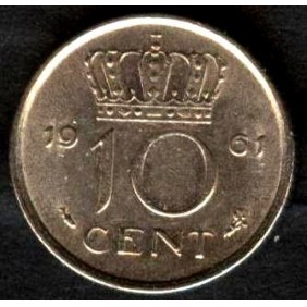 NETHERLANDS 10 Cents 1961