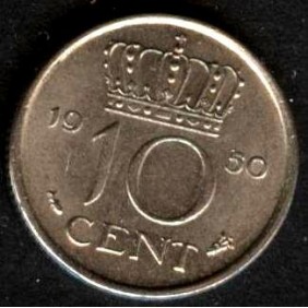 NETHERLANDS 10 Cents 1950