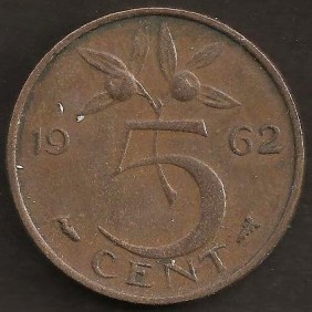 NETHERLANDS 5 Cents 1962