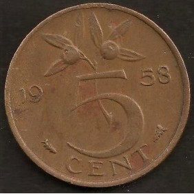 NETHERLANDS 5 Cents 1958