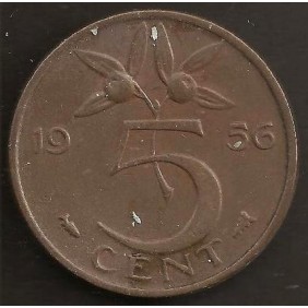 NETHERLANDS 5 Cents 1956