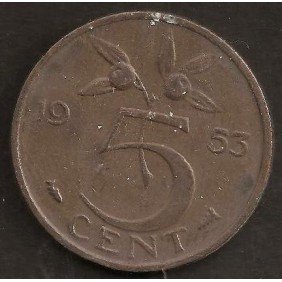 NETHERLANDS 5 Cents 1953