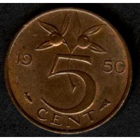 NETHERLANDS 5 Cents 1950