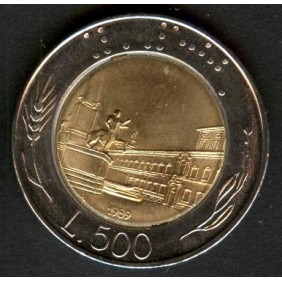 500 Lire 1989 bimetallico FDC