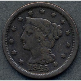 USA 1 Cent 1845 Braided Hair