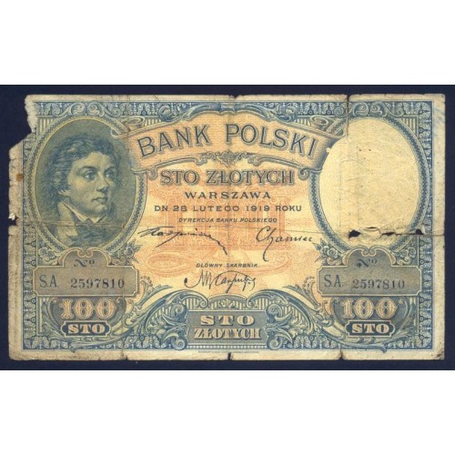 POLAND 100 Zlotych 1919