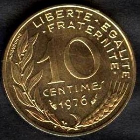 FRANCE 10 Centimes 1976