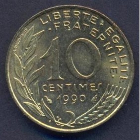 FRANCE 10 Centimes 1990