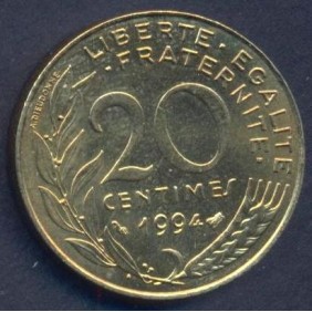 FRANCE 20 Centimes 1994