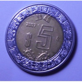 MEXICO 5 Pesos 2007 Bimetallic