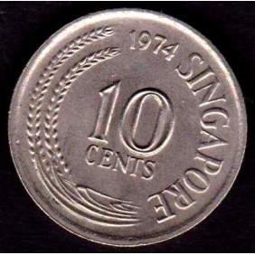 SINGAPORE 10 Cents 1974