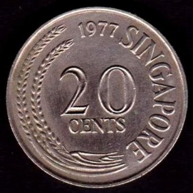 SINGAPORE 20 Cents 1977