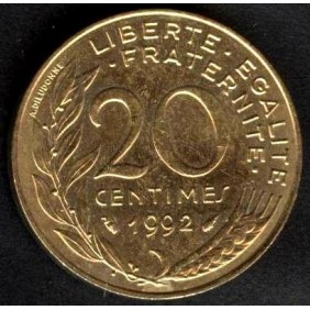 FRANCE 20 Centimes 1992