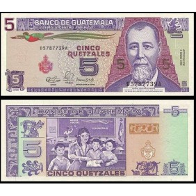 GUATEMALA 5 Quetzales 1990