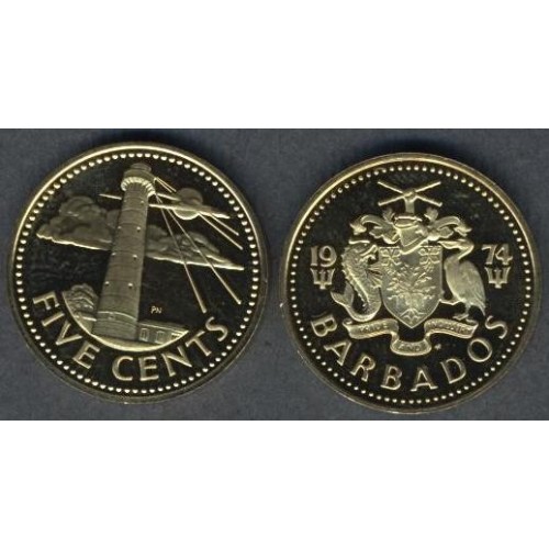 BARBADOS 5 Cents 1974 Proof