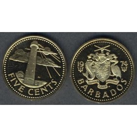 BARBADOS 5 Cents 1974 Proof